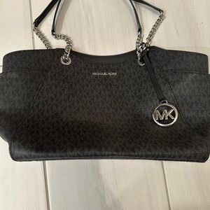 Michael Kors Black Shoulder Bag with Silver Hardware